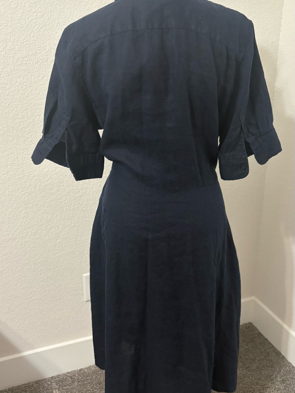 Ralph Lauren Linen Navy Tie-Front Shirt Dress - Picture 5 of 8